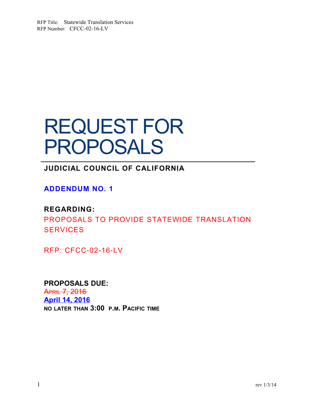 RFP Title: Statewide Translation Services