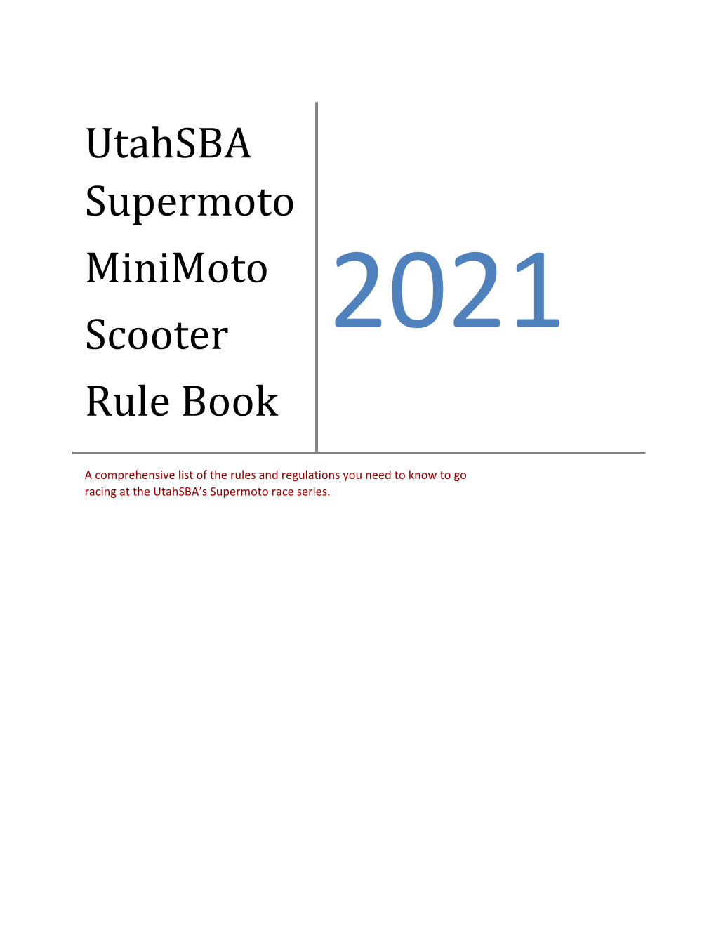 Utahsba Supermoto Minimoto Scooter Rule Book