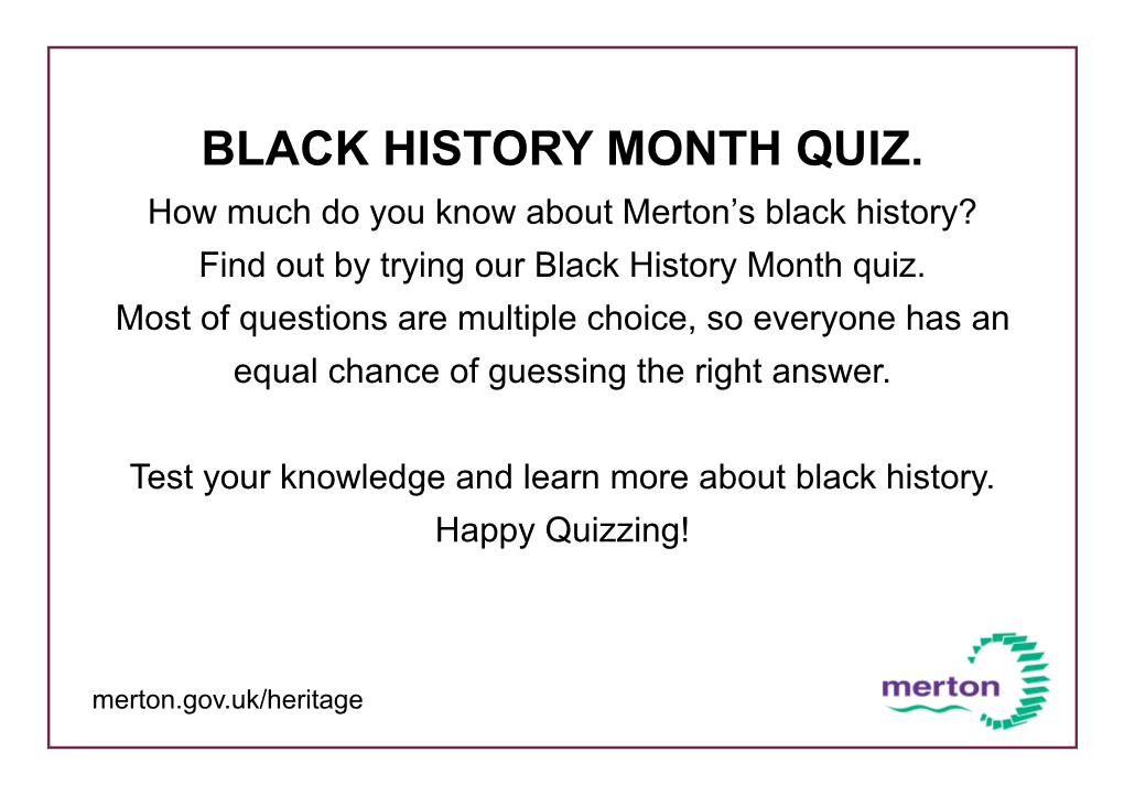 Merton Black History Quiz