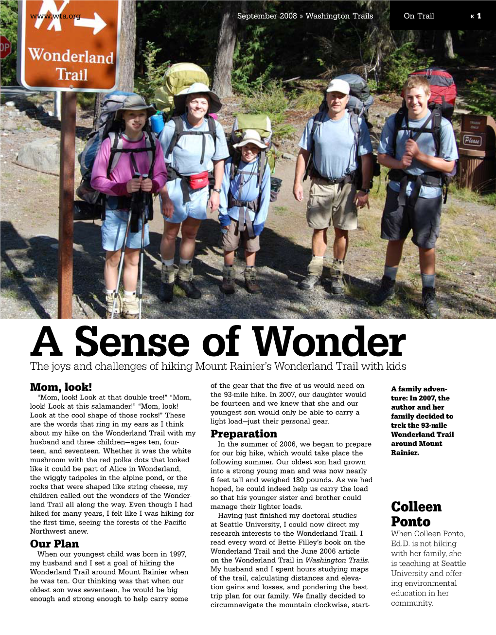 A Sense of Wonder the Joys and Challenges of Hiking Mount Rainier’S Wonderland Trail with Kids