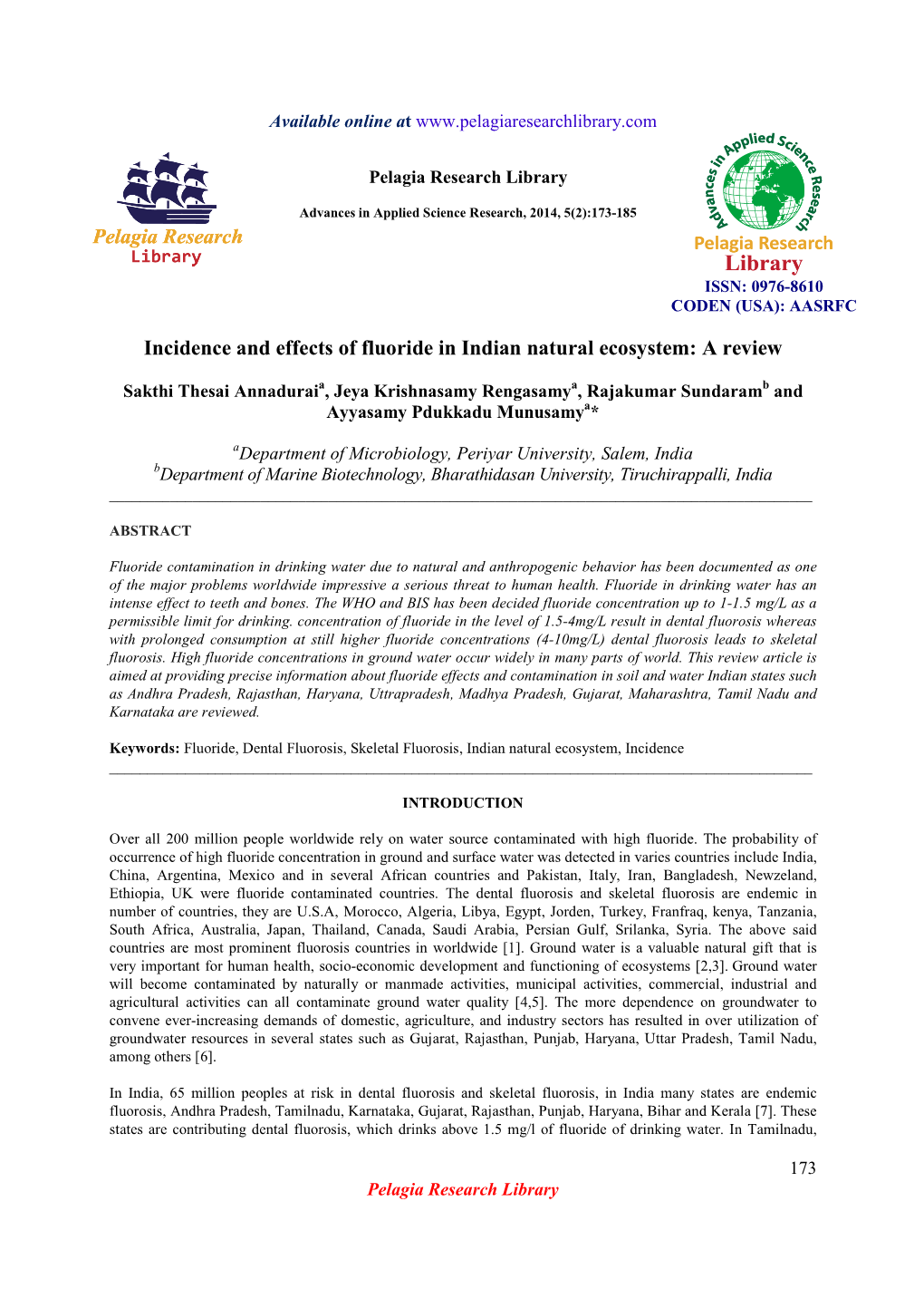 Incidence and Effects of Fluoride in Indian Natural Ecosystem: a Review