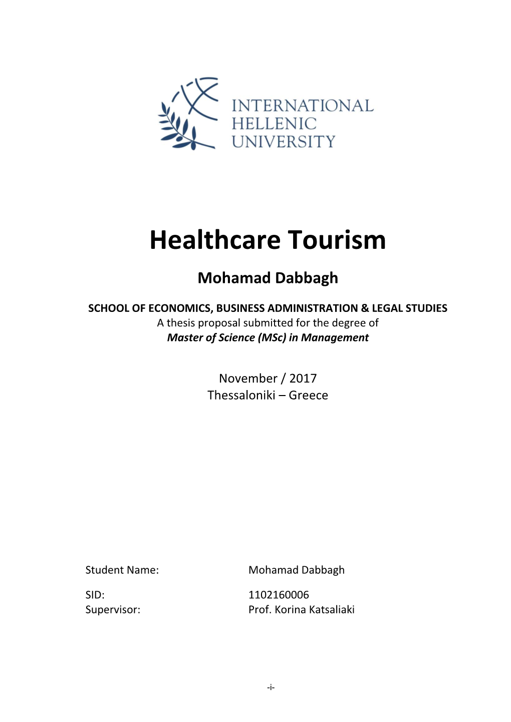 Healthcare Tourism Dissertation Msc in Management