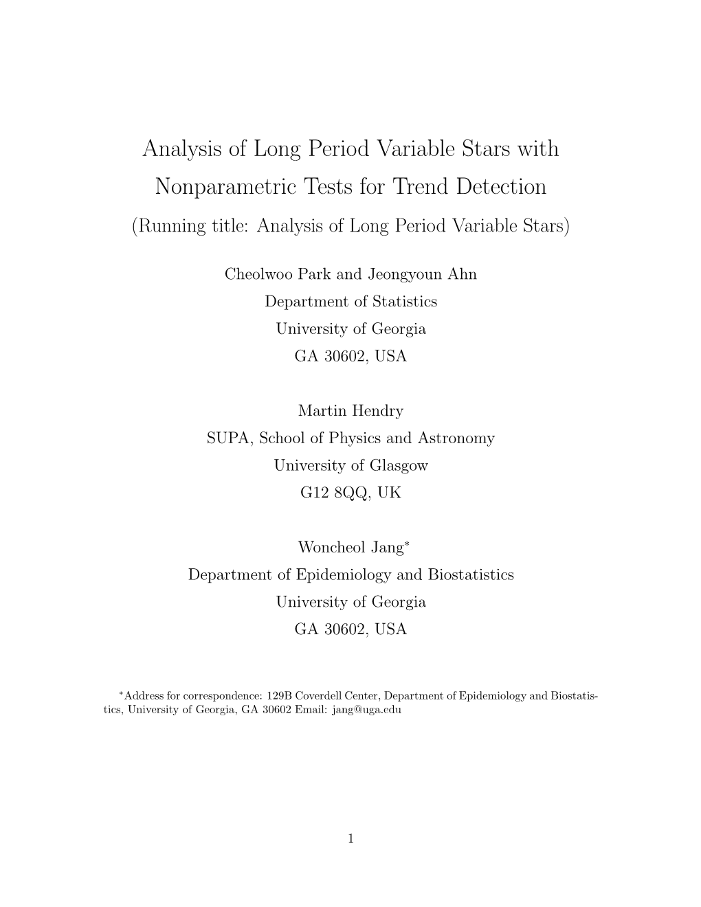 Analysis of Long Period Variable Stars with Nonparametric Tests for Trend Detection (Running Title: Analysis of Long Period Variable Stars)