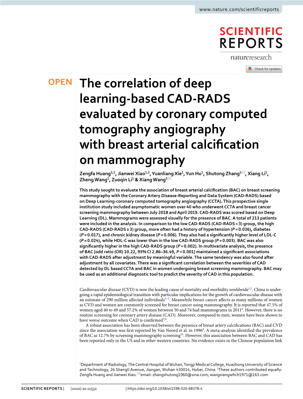 The Correlation of Deep Learning-Based CAD-RADS
