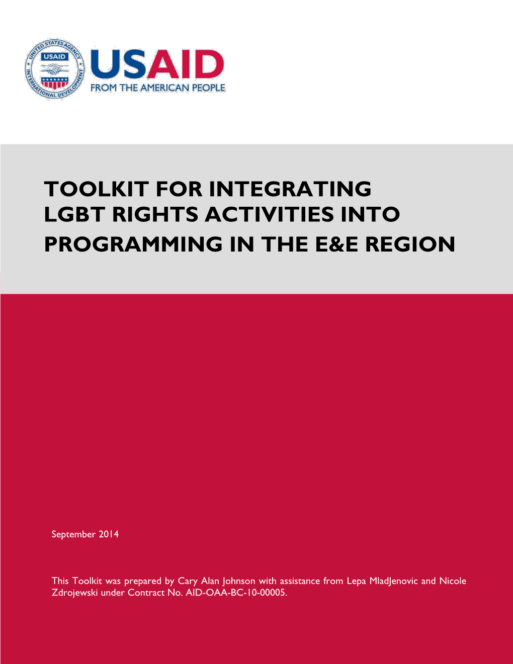 Toolkit for Integrating Lgbt Rights Activities Into Programming in the E&E Region