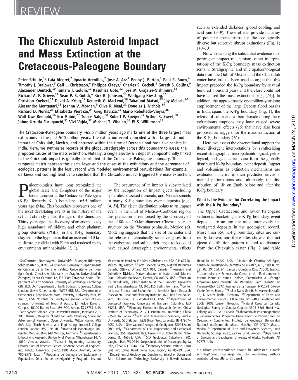 The Chicxulub Asteroid Impact and Mass Extinction at the Cretaceous-Paleogene Boundary REVIEW