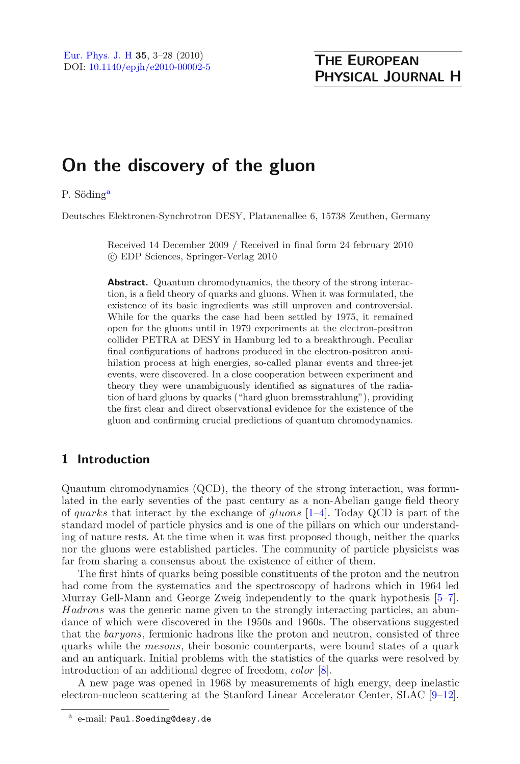 On the Discovery of the Gluon