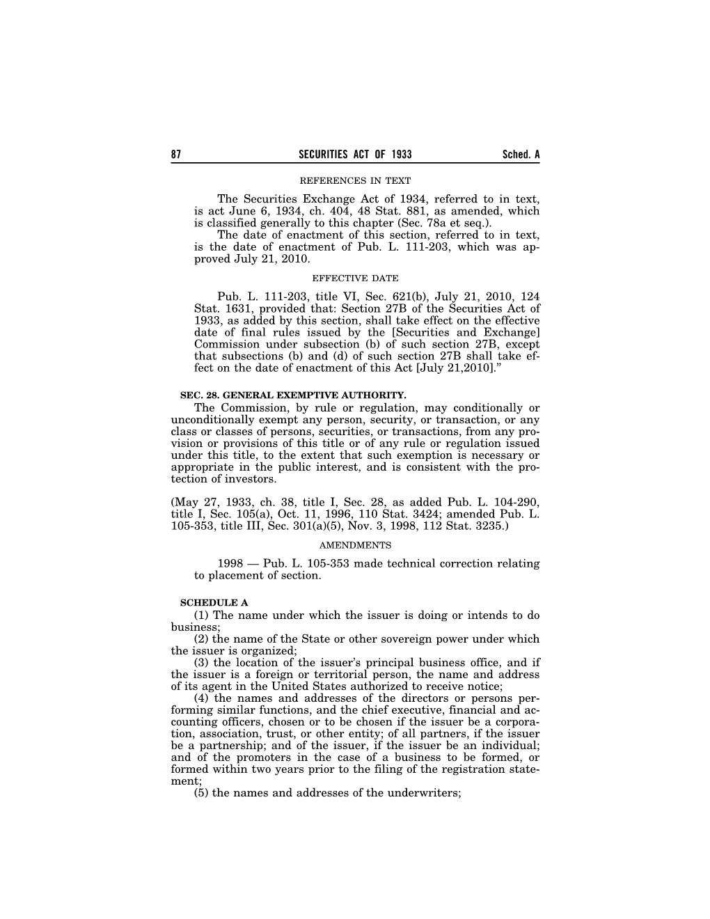 Securities Act of 1933 Section 28
