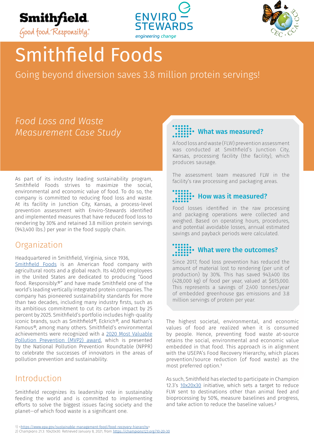 Smithfield Foods Going Beyond Diversion Saves 3.8 Million Protein Servings!