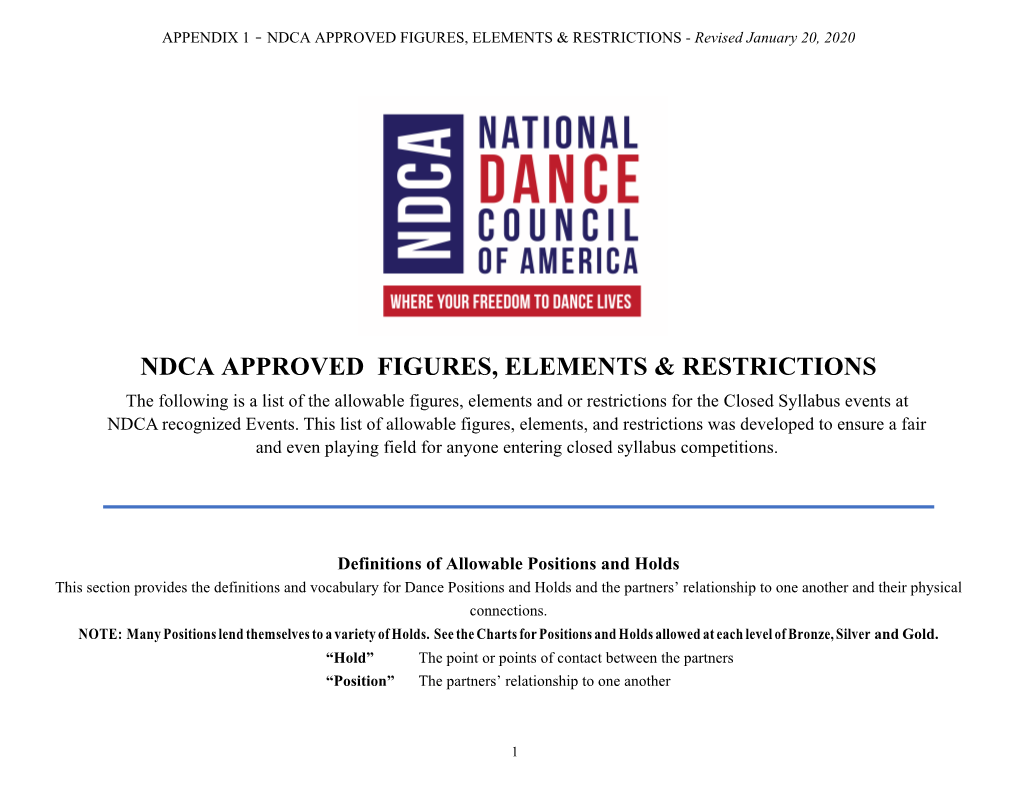 Ndca Approved Figures, Elements & Restrictions