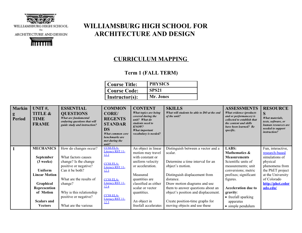 Curriculum Mapping