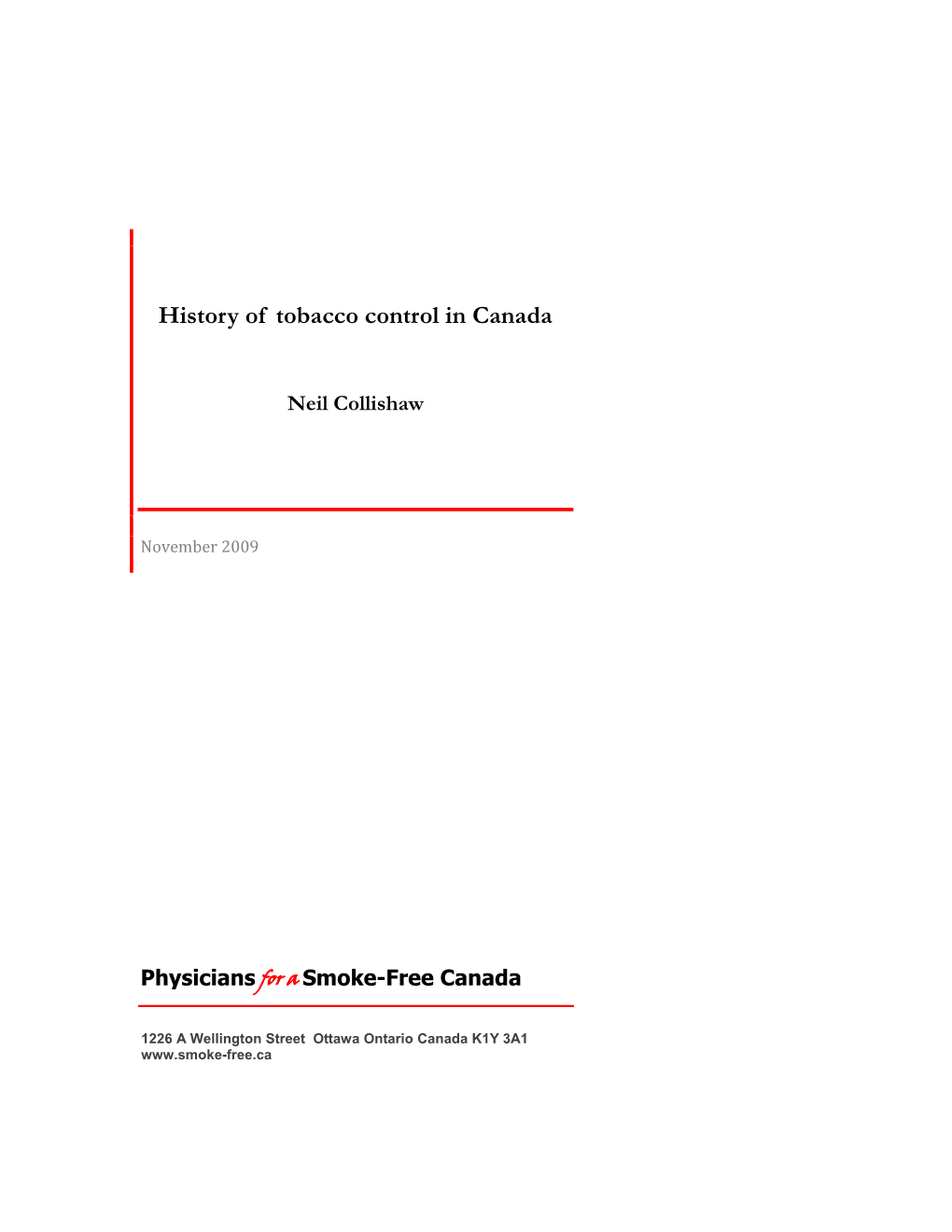 History of Tobacco Control in Canada