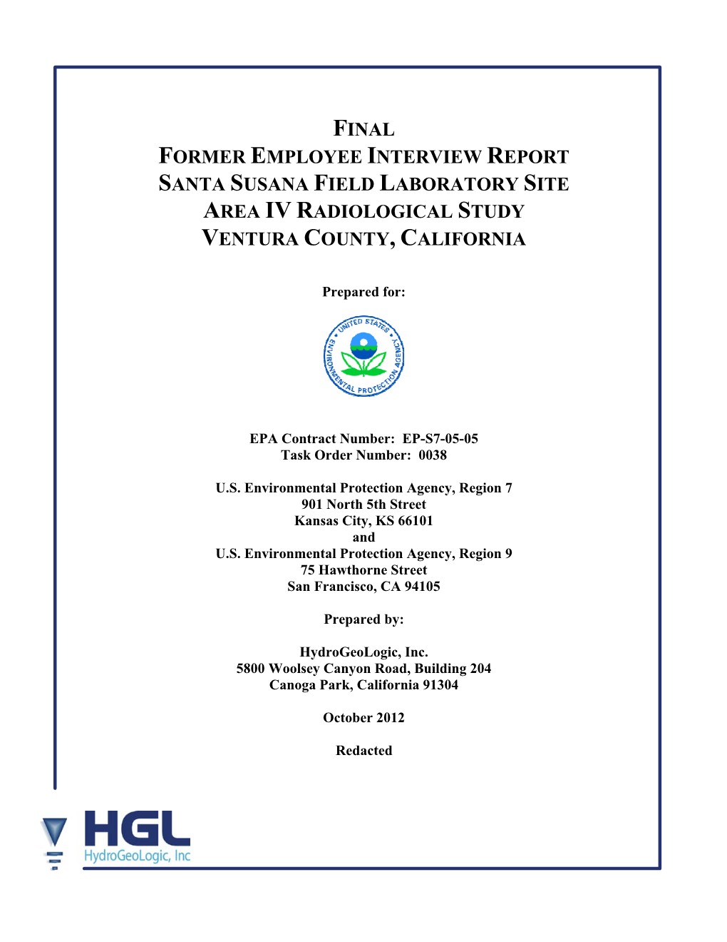 Final Former Employee Interview Report Santa Susana Field Laboratory Site Area Iv Radiological Study Ventura County, California