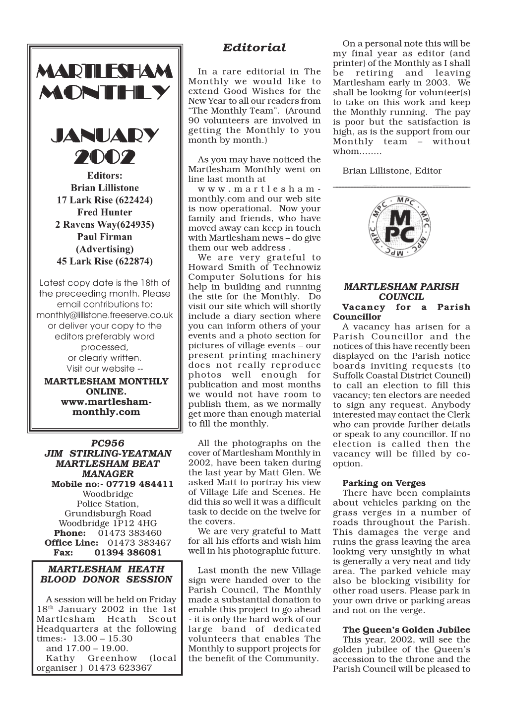 Martlesham Monthly January 2002