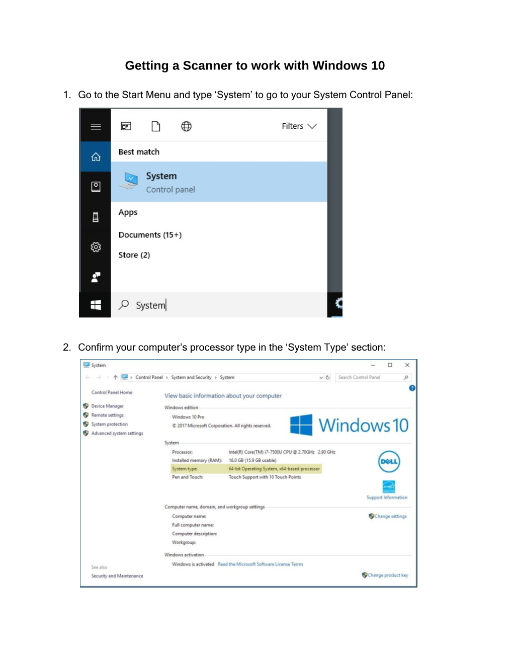 Getting a Scanner to Work with Windows 10