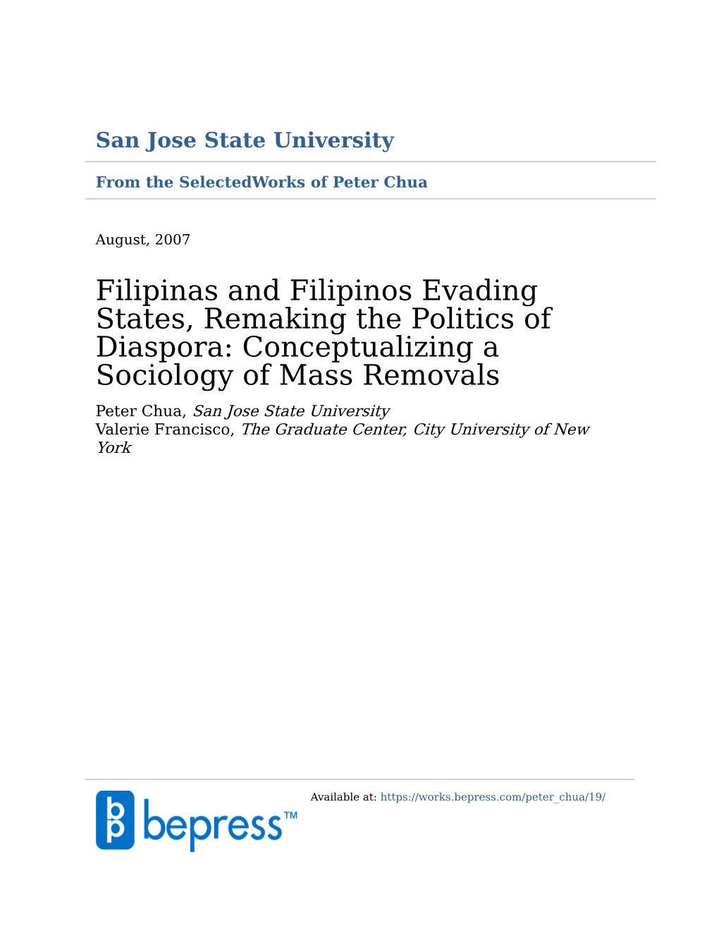 Filipinas and Filipinos Evading States, Remaking the Politics Of