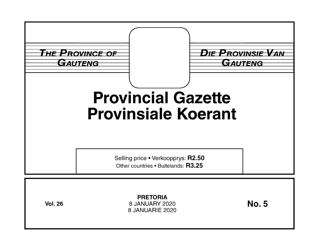 Provincial Gazette Provinsiale Koerant