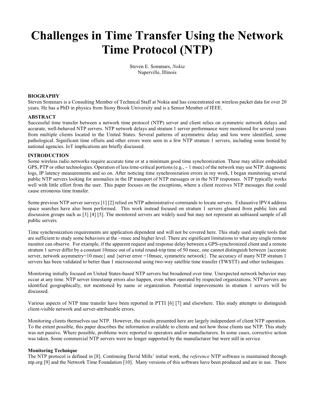 Challenges in Time Transfer Using the Network Time Protocol (NTP)