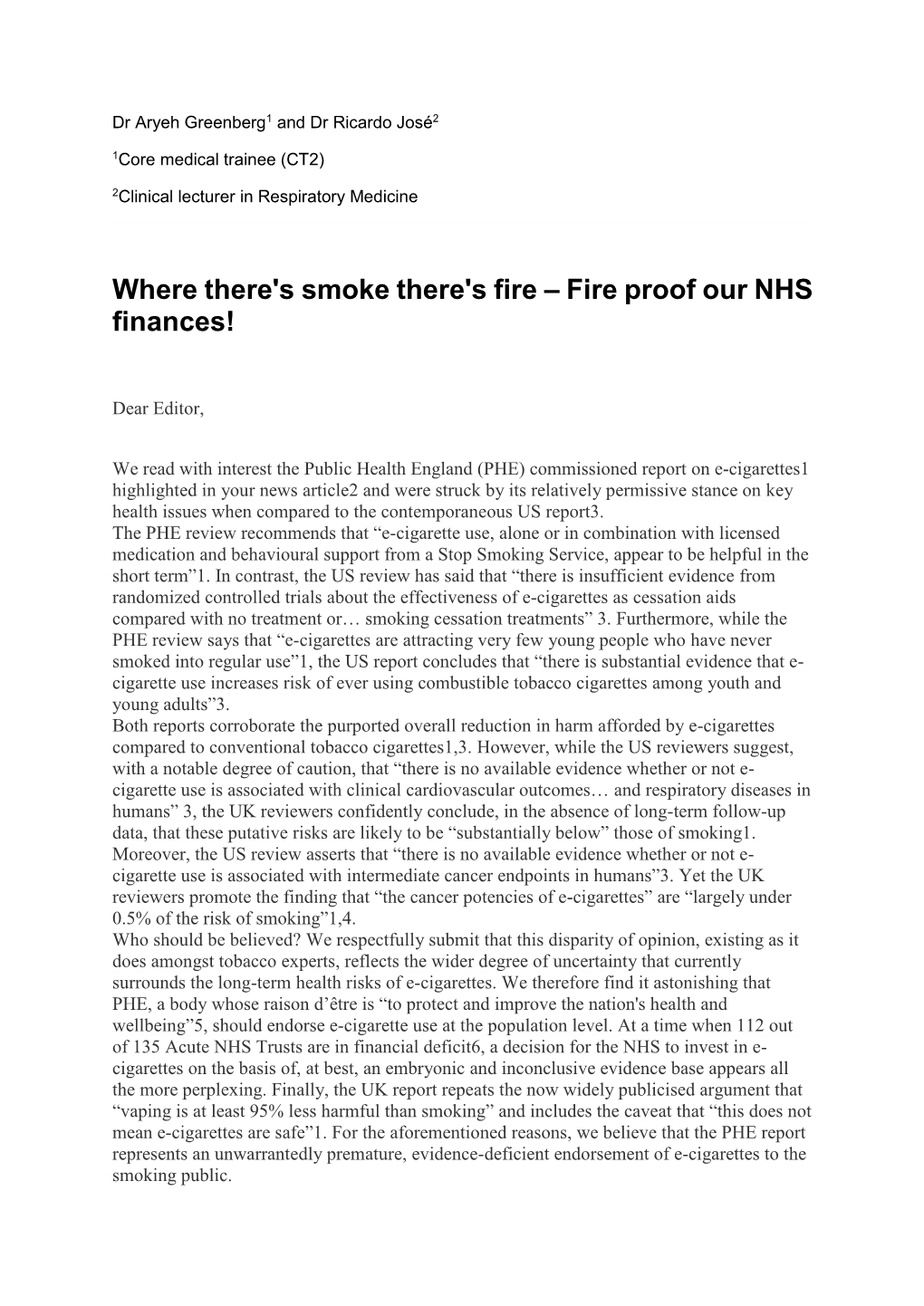 Fire Proof Our NHS Finances!