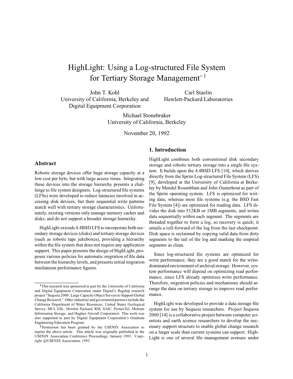 Using a Log-Structured File System for Tertiary Storage Management