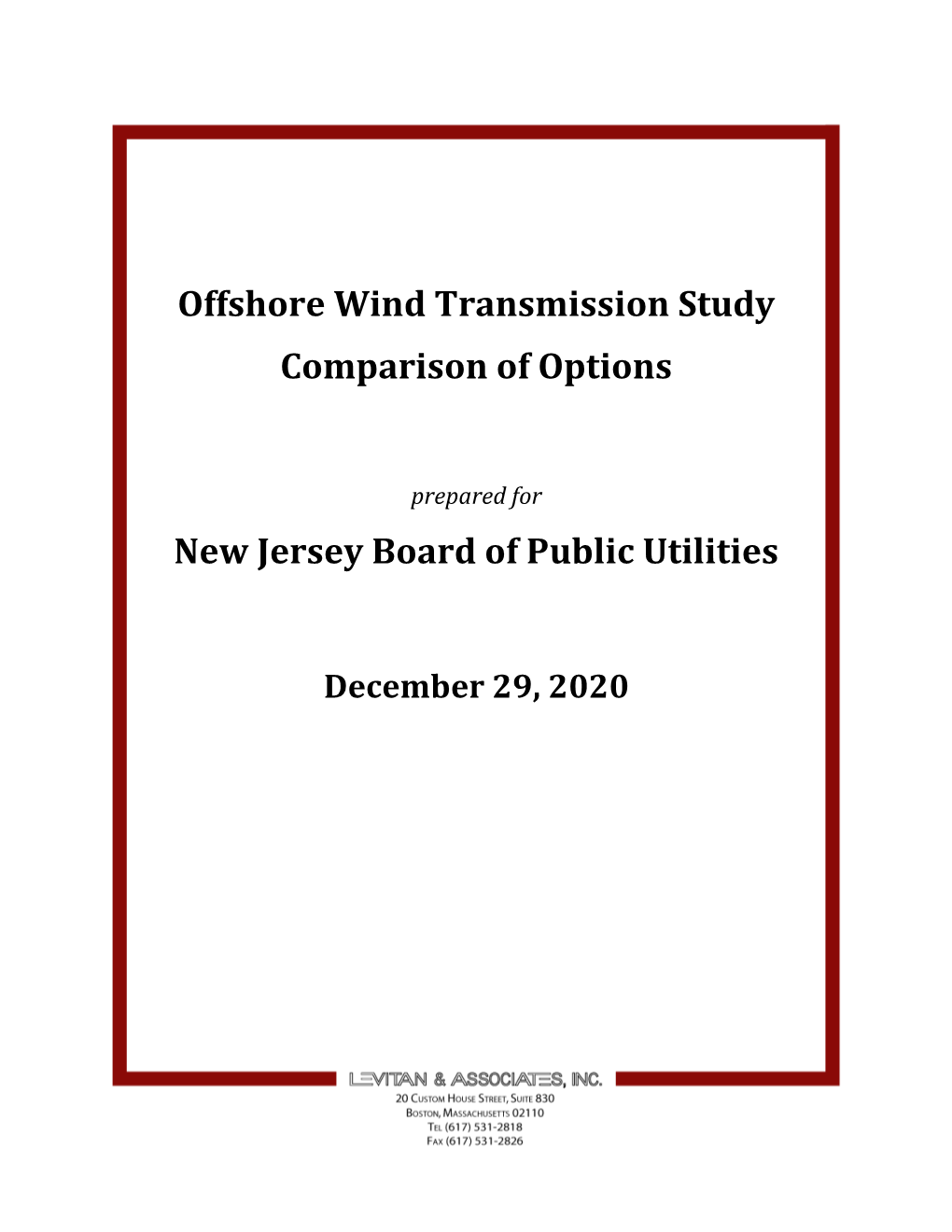 Offshore Wind Transmission Study Comparison of Options