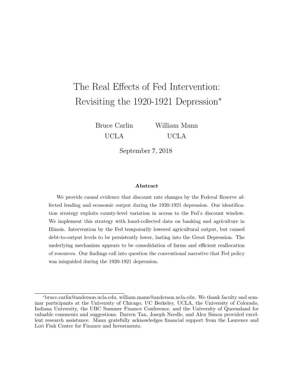 The Real Effects of Fed Intervention: Revisiting the 1920-1921 Depression