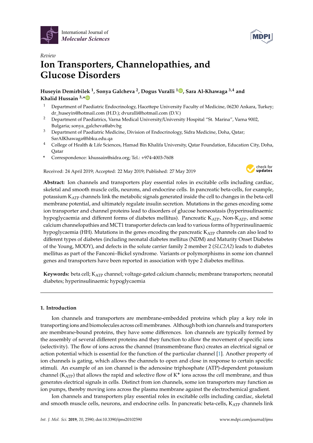 Ion Transporters, Channelopathies, and Glucose Disorders