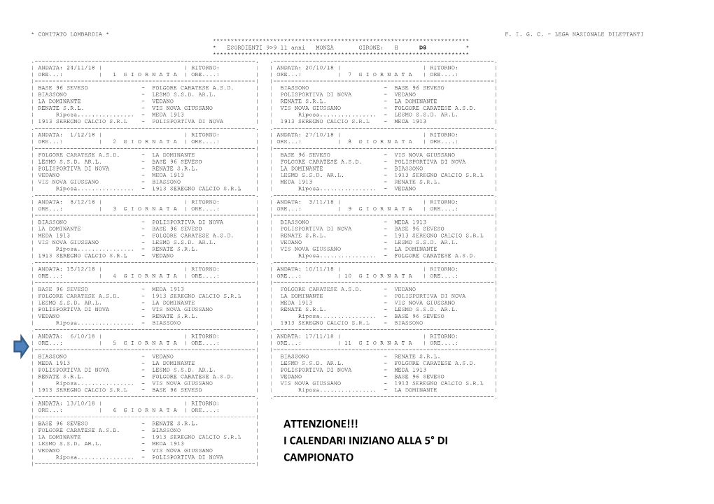 Calendari Esordienti 2007