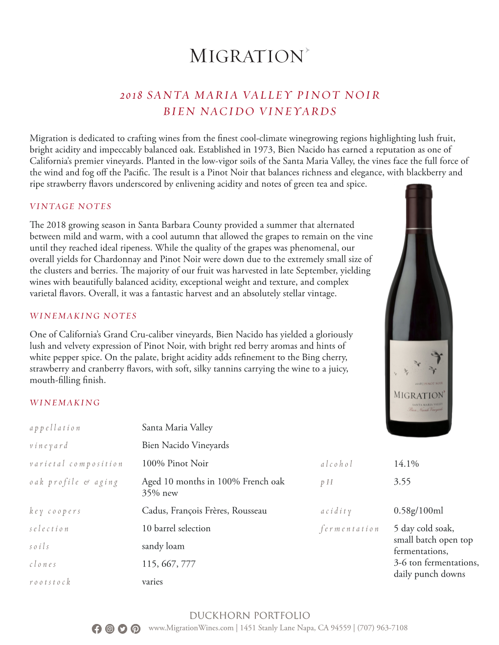 2018 Santa Maria Valley Pinot Noir Bien Nacido Vineyards