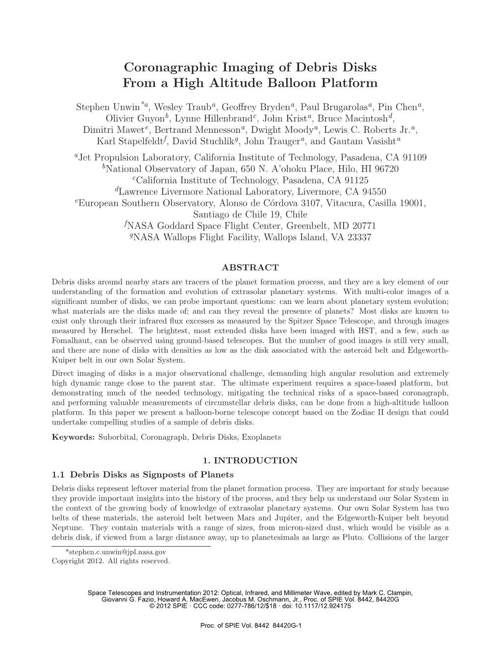 Coronagraphic Imaging of Debris Disks from a High Altitude Balloon Platform