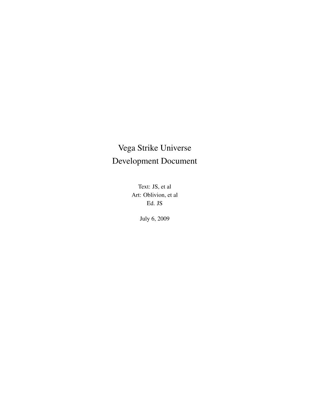 Vega Strike Universe Development Document