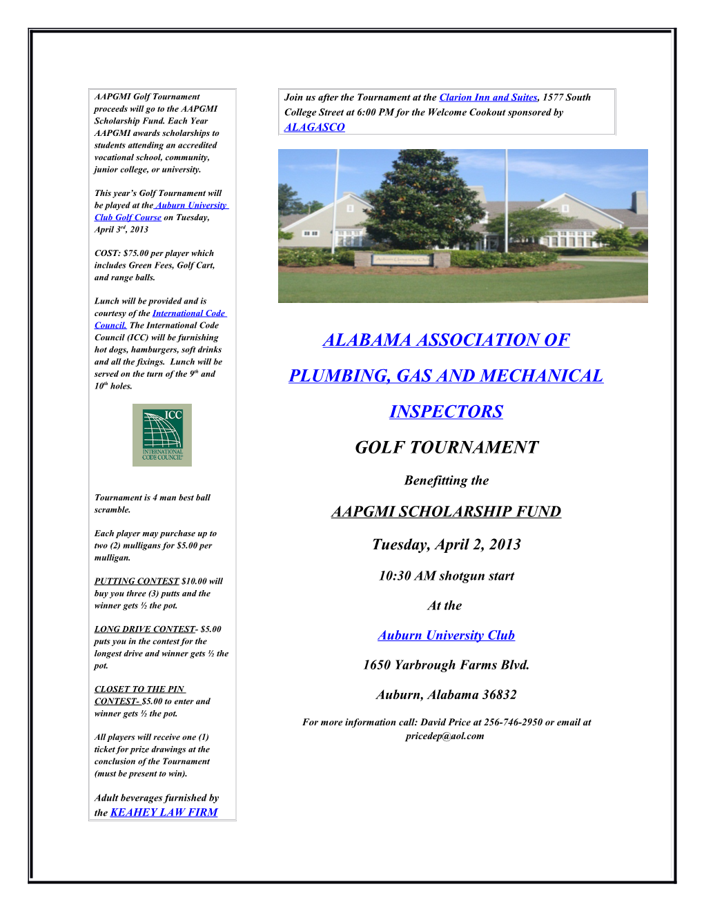 AAPGMI Golf Tournament Proceeds Will Go to the AAPGMI Scholarship Fund. Each Year AAPGMI