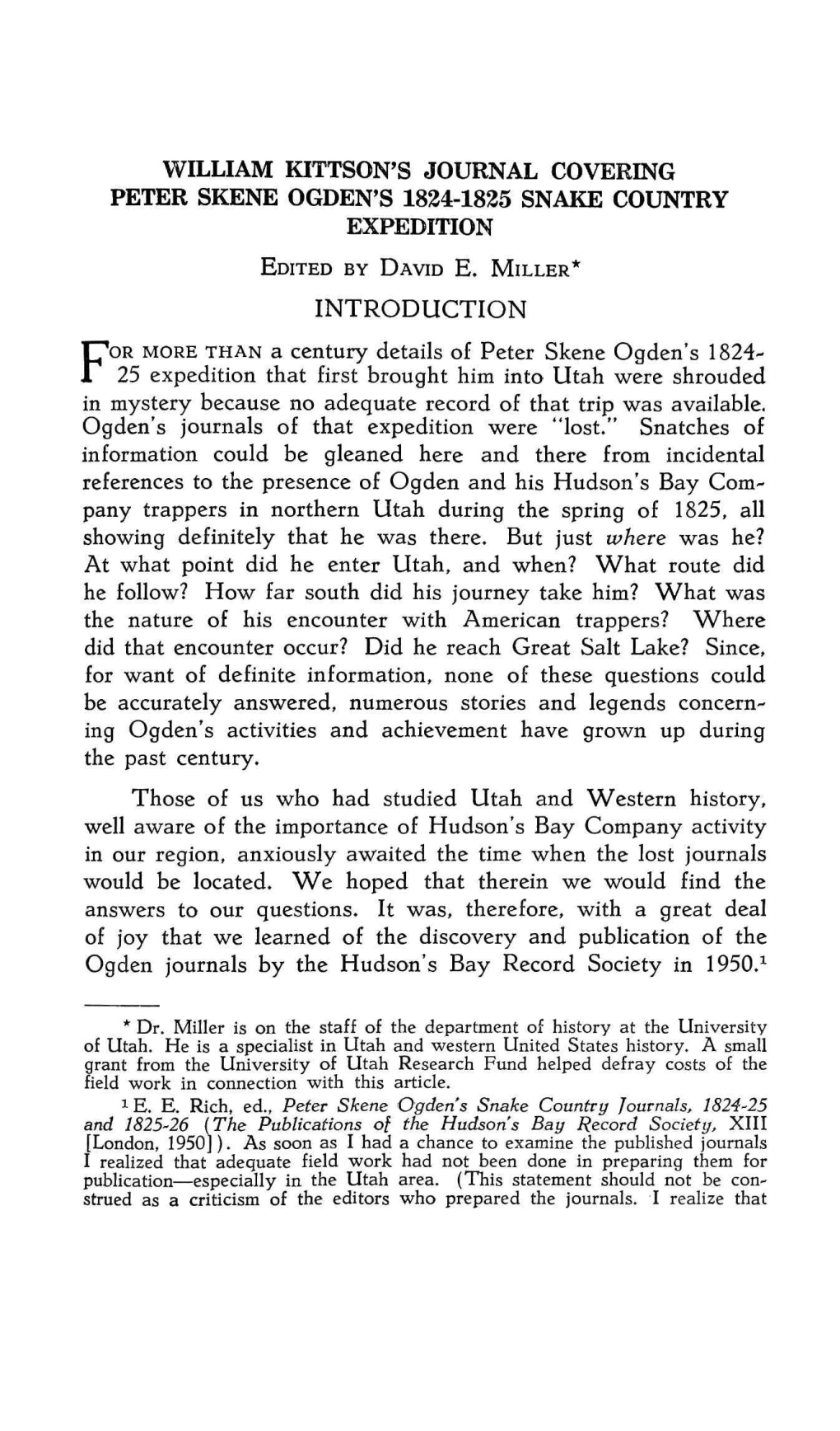 William Kittson's Journal Covering Peter Skene Ogden's 1824-1825 Snake Country Expedition