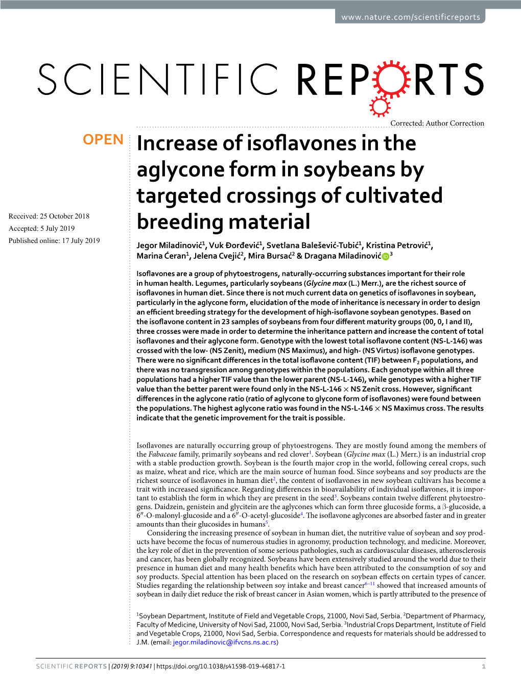 Increase of Isoflavones in the Aglycone Form in Soybeans