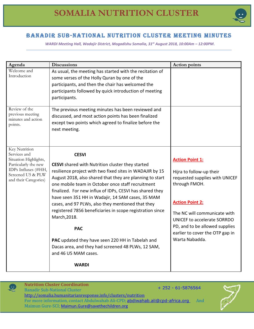 Somalia Nutrition Cluster