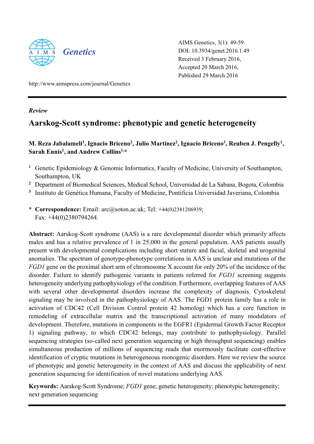 Aarskog-Scott Syndrome: Phenotypic and Genetic Heterogeneity
