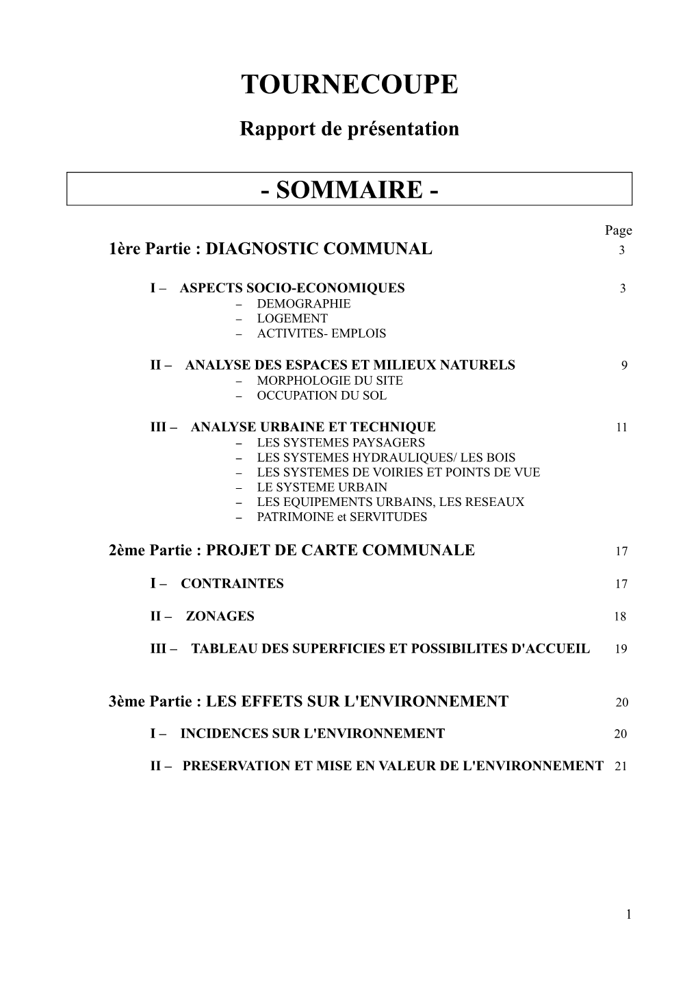 TOURNECOUPE Rapport De Présentation