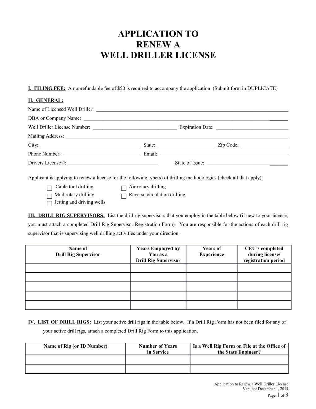 Well Driller License