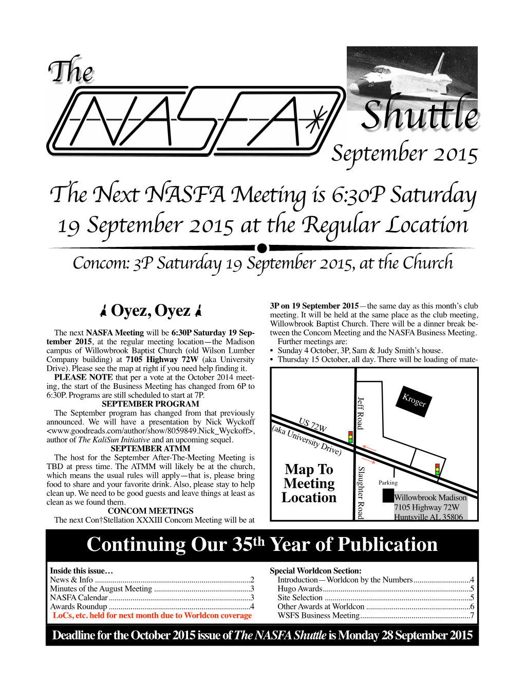 September 2015 NASFA Shuttle