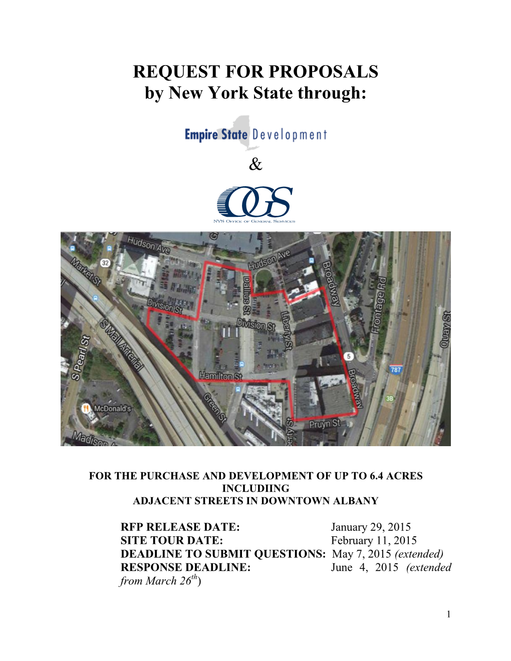 REQUEST for PROPOSALS by New York State Through: &