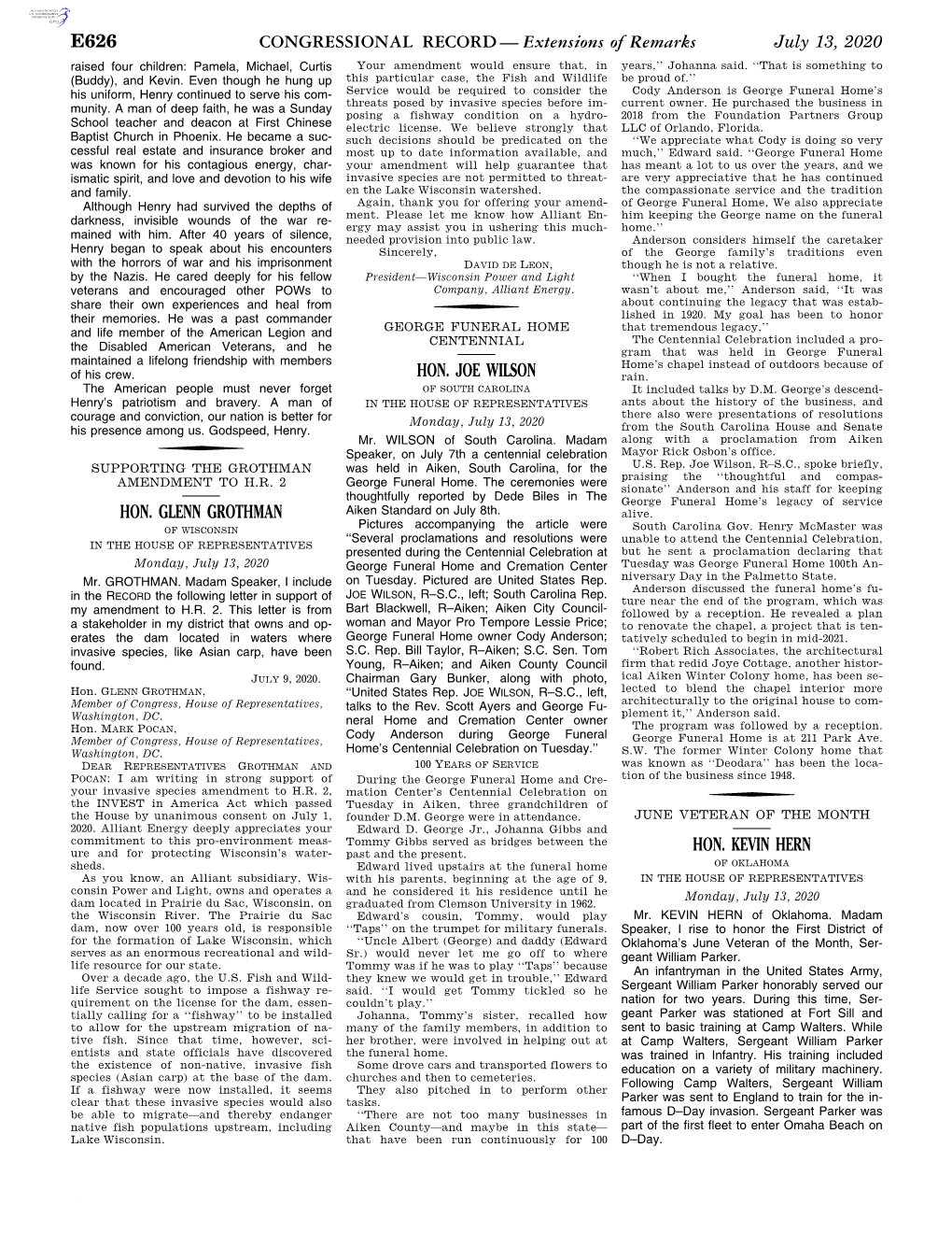 CONGRESSIONAL RECORD— Extensions of Remarks E626 HON