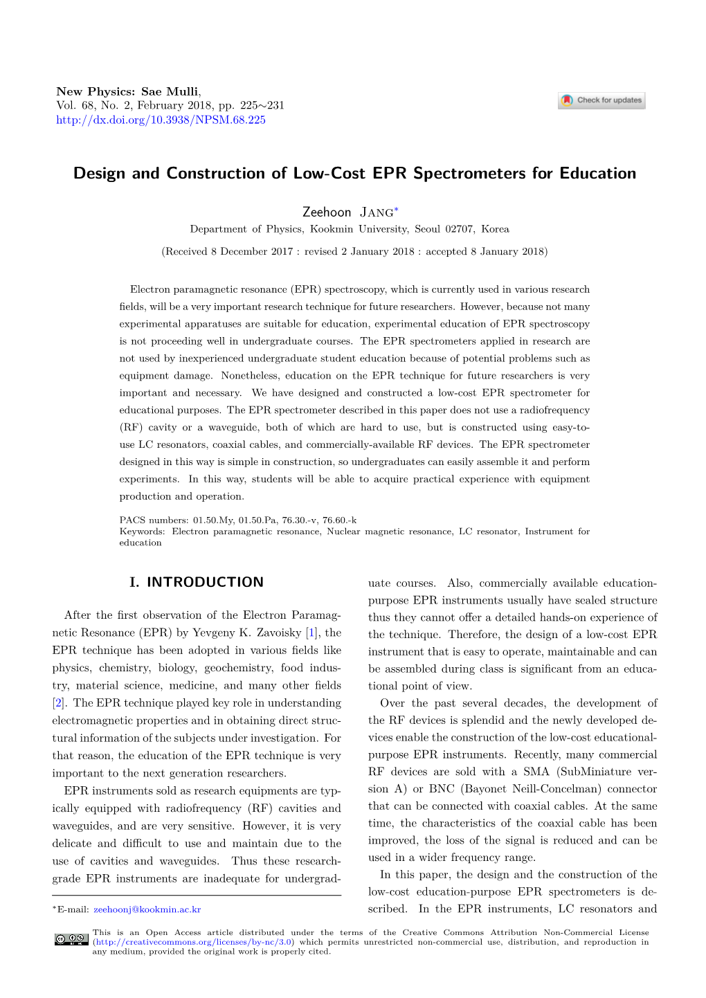 Design and Construction of Low-Cost EPR Spectrometers for Education