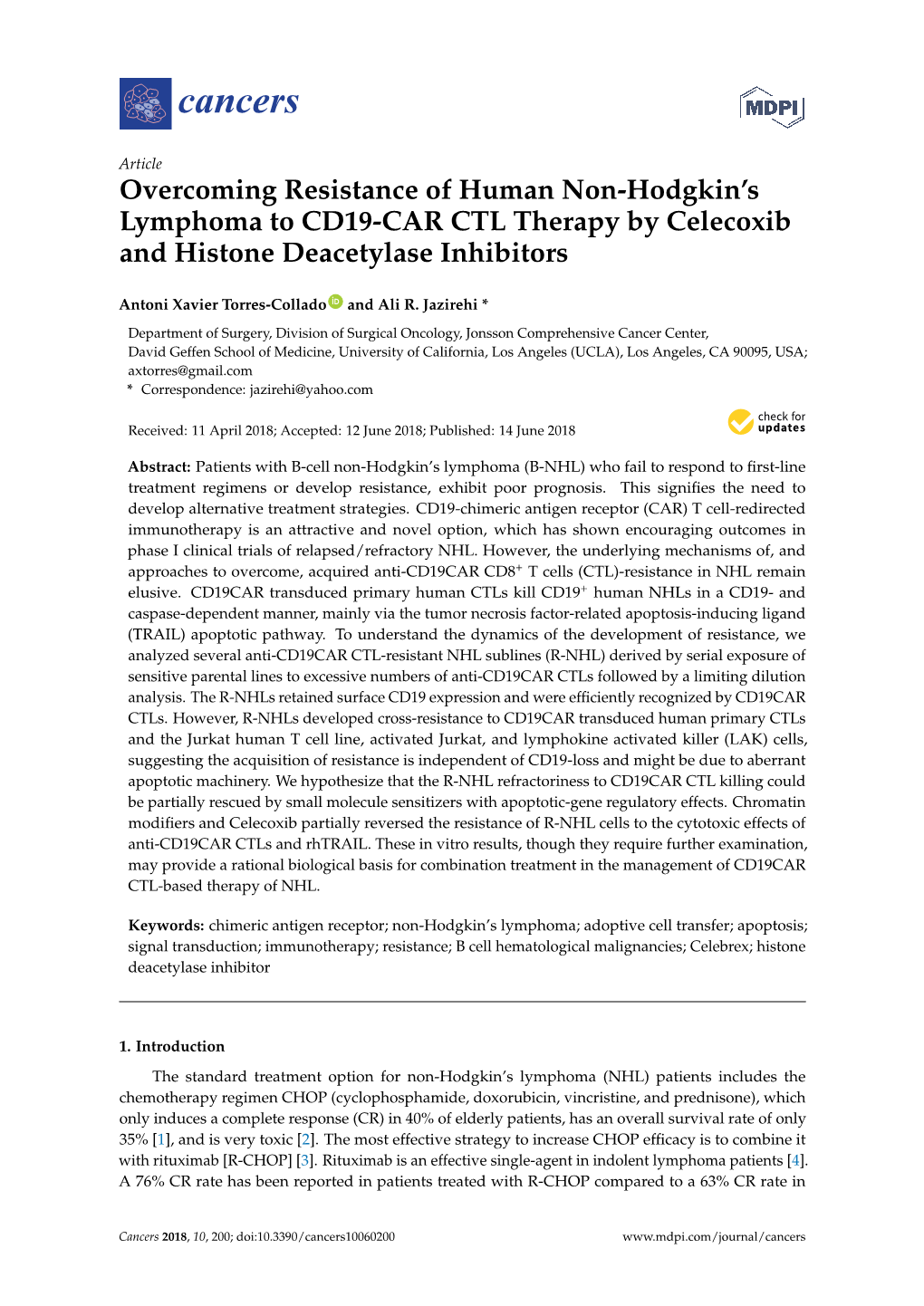 Overcoming Resistance of Human Non-Hodgkin's Lymphoma to CD19