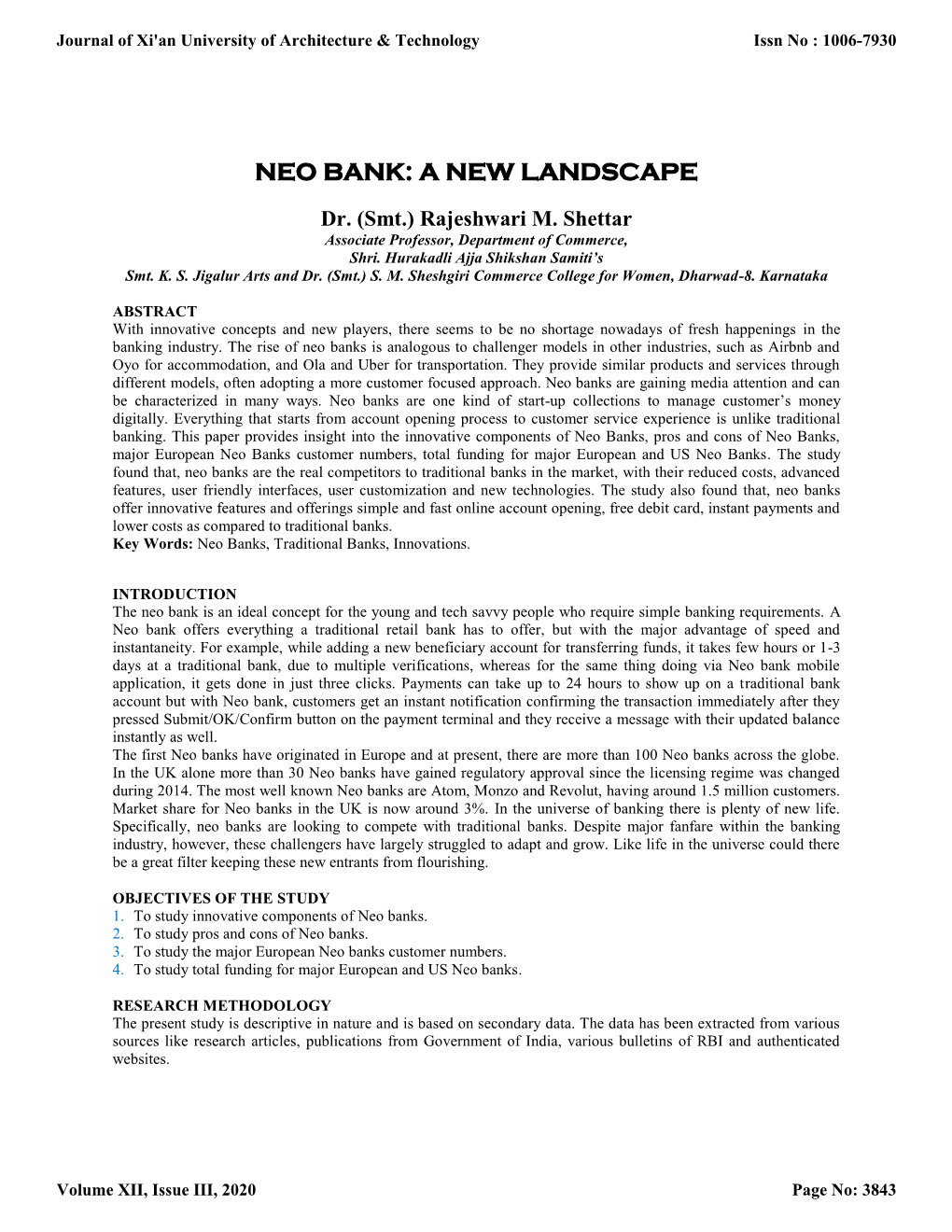 Neo Bank: a New Landscape