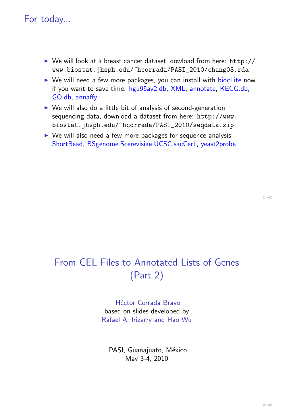 From CEL Files to Annotated Lists of Genes (Part 2)