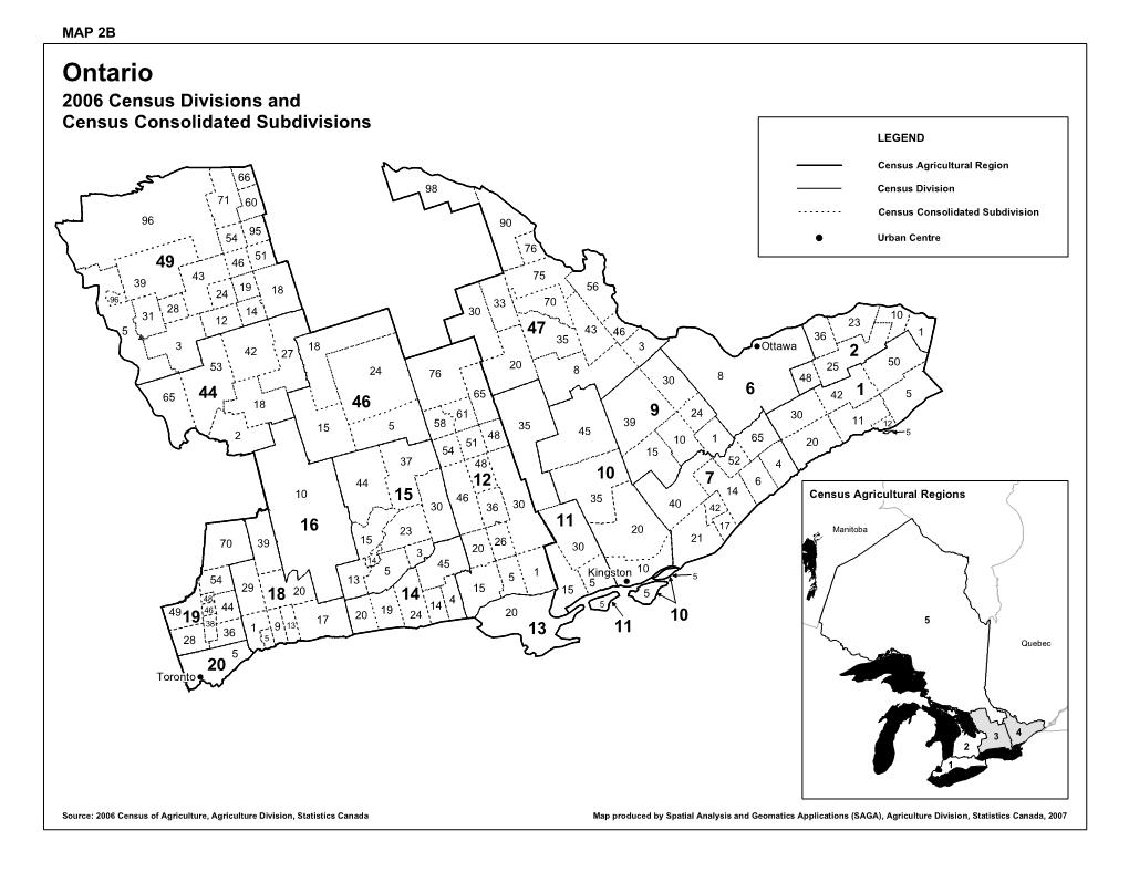 MAP 2B Ontario 2006 Census Divisions and Census Consolidated Subdivisions LEGEND