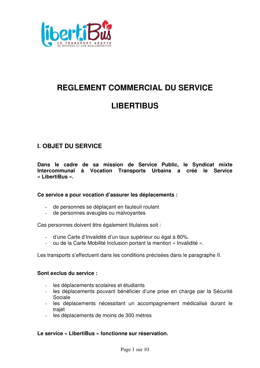 Reglement Commercial Du Service Libertibus