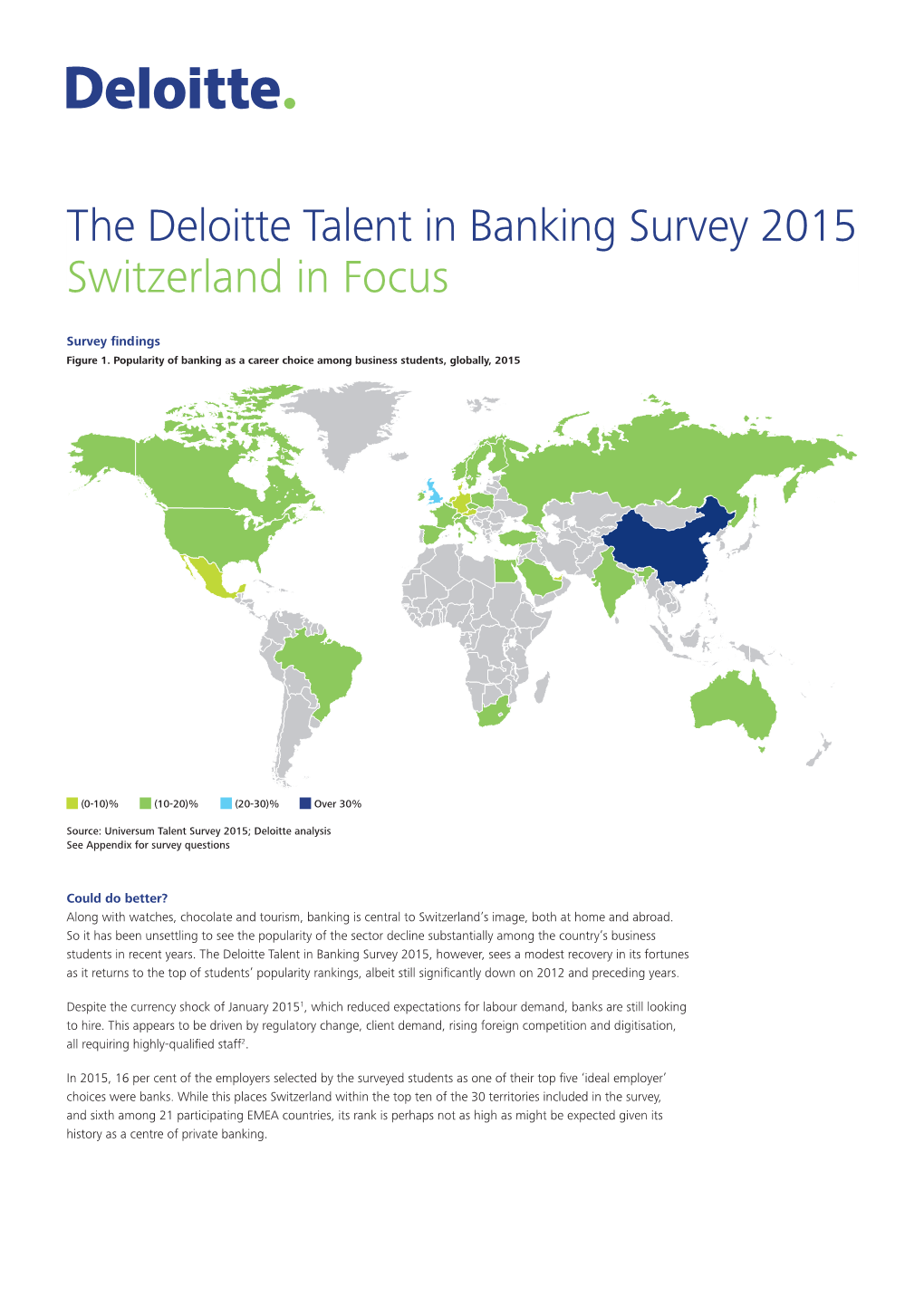 The Deloitte Talent in Banking Survey 2015 Switzerland in Focus