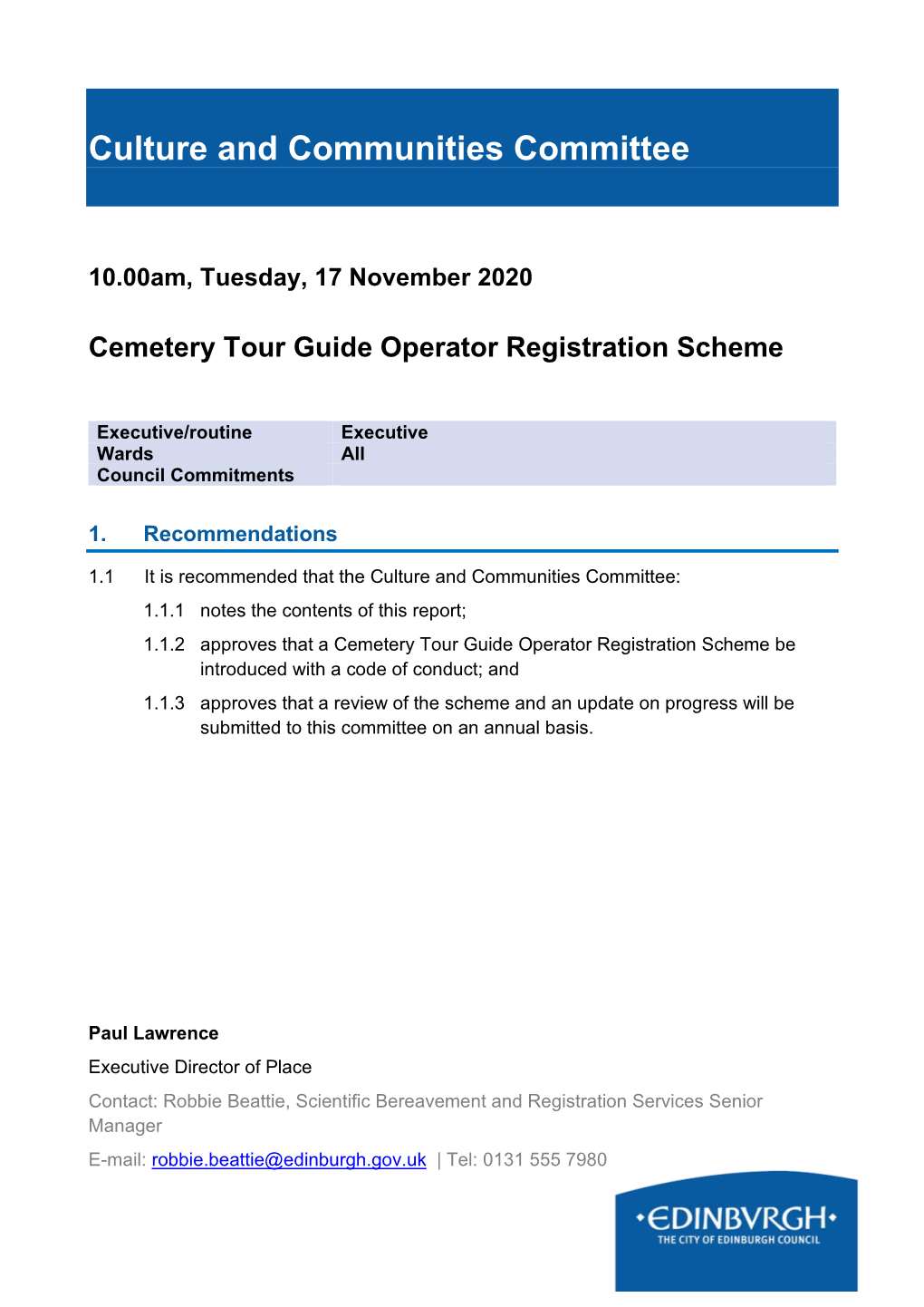 Cemetery Tour Guide Operator Registration Scheme
