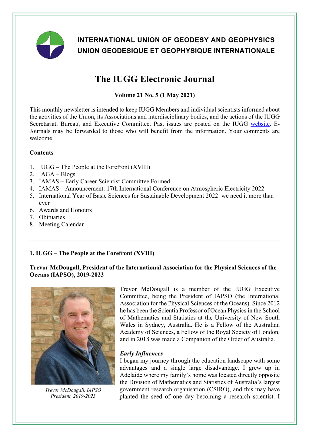 The IUGG Electronic Journal